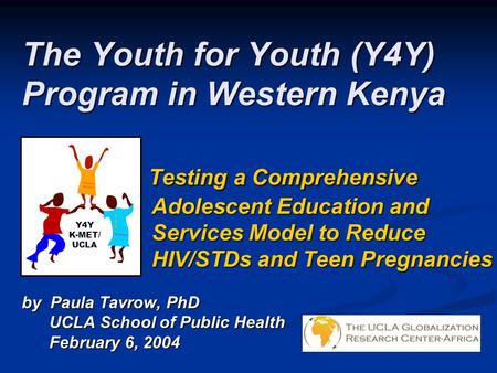 The Youth for Youth (Y4Y) Program in Western Kenya