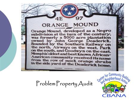 Problem Property Audit. Our Study Area Quick Facts Census Tracts 67, 79, 70, 68 and 81.2 Total Land Parcels Total Population: 32,389 95.3% African-American.