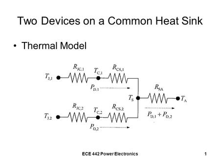 ECE 442 Power Electronics1 Two Devices on a Common Heat Sink Thermal Model.