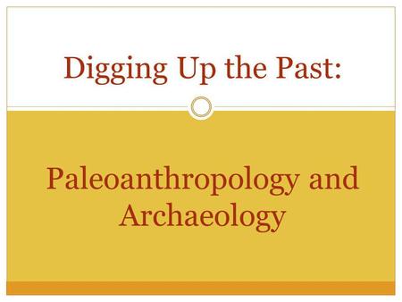 Digging Up the Past: Paleoanthropology and Archaeology