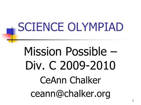 Mission Possible – Div. C CeAnn Chalker