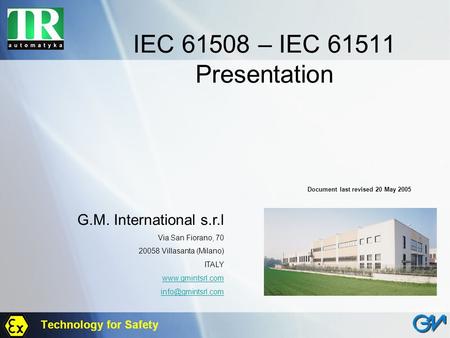 IEC – IEC Presentation G.M. International s.r.l