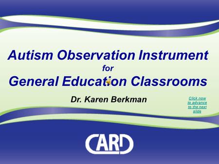 Autism Observation Instrument General Education Classrooms