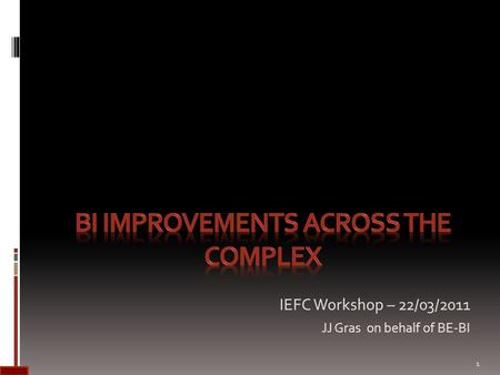 IEFC Workshop – 22/03/2011 JJ Gras on behalf of BE-BI 1.