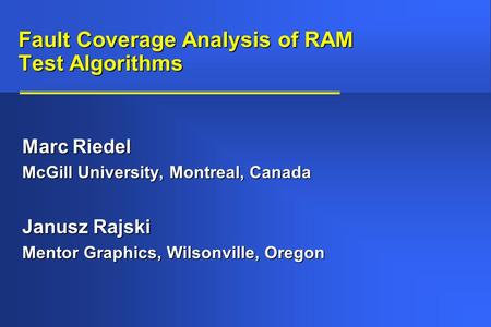 Fault Coverage Analysis of RAM Test Algorithms