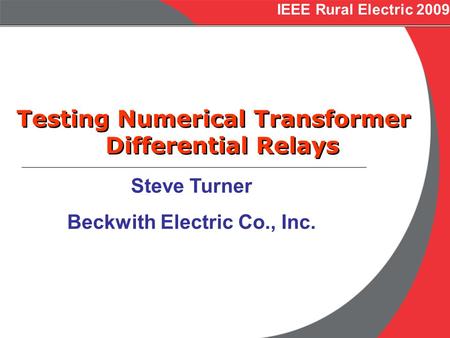Testing Numerical Transformer Differential Relays