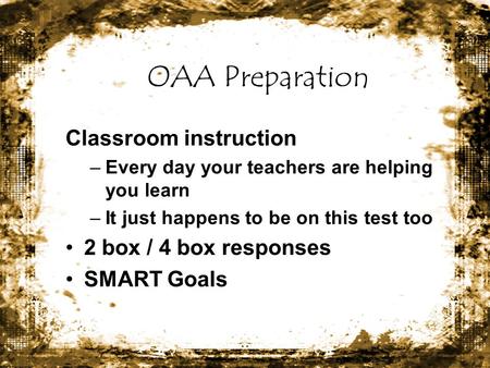 OAA Preparation Classroom instruction 2 box / 4 box responses