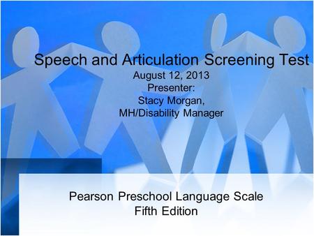 Pearson Preschool Language Scale Fifth Edition