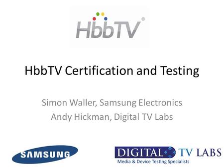 HbbTV Certification and Testing