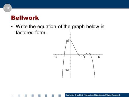 Bellwork Write the equation of the graph below in factored form.