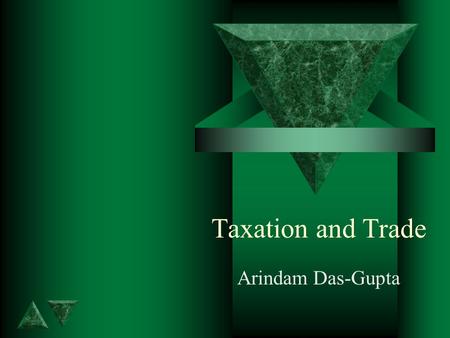 Taxation and Trade Arindam Das-Gupta. Outline - 8 effects on trade t Taxes can cause trade t Trade taxes reduce trade and welfare t Differential tariffs.