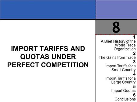 IMPORT TARIFFS AND QUOTAS UNDER PERFECT COMPETITION