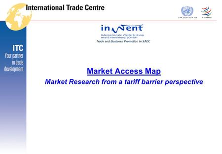 Trade and Business Promotion in SADC Market Access Map Market Research from a tariff barrier perspective.