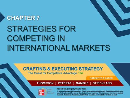 STRATEGIES FOR COMPETING IN INTERNATIONAL MARKETS