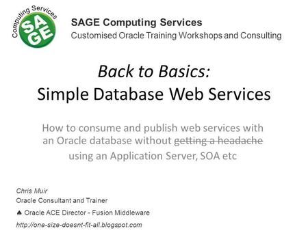 Back to Basics: Simple Database Web Services