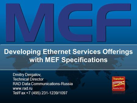 Developing Ethernet Services Offerings with MEF Specifications