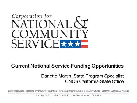 Current National Service Funding Opportunities