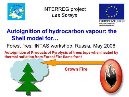 INTERREG project Les Sprays Autoignition of hydrocarbon vapour: the Shell model for… Forest fires: INTAS workshop, Russia, May 2006 Autoignition of Products.