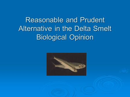 Reasonable and Prudent Alternative in the Delta Smelt Biological Opinion.