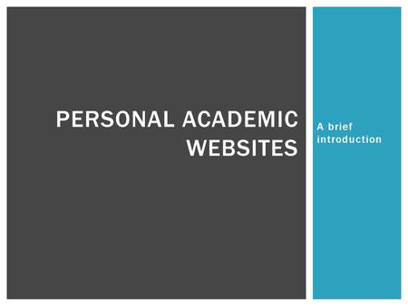 Personal Academic Websites