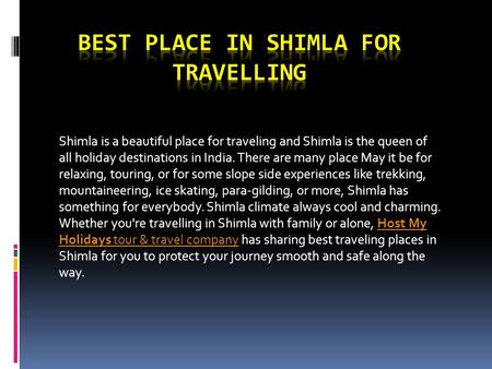 Best Place in Shimla for Travelling