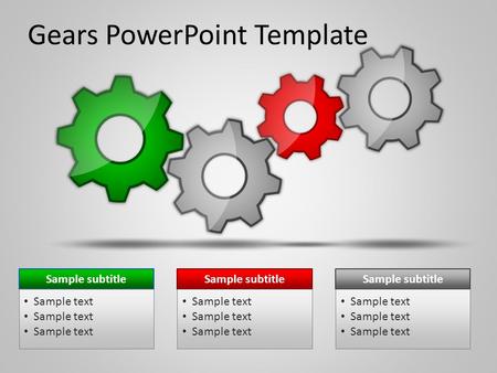 Gears PowerPoint Template Sample subtitle Sample text Sample subtitle Sample text Sample subtitle Sample text.
