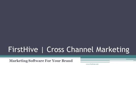 FirstHive | Cross Channel Marketing Marketing Software For Your Brand