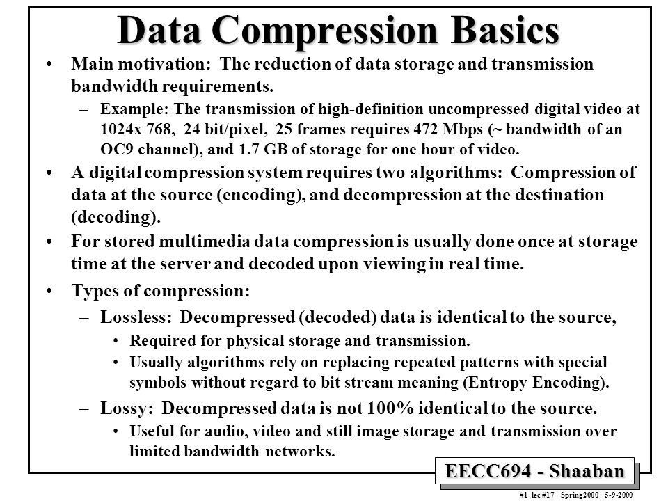 Data Compression Basics - ppt video online download