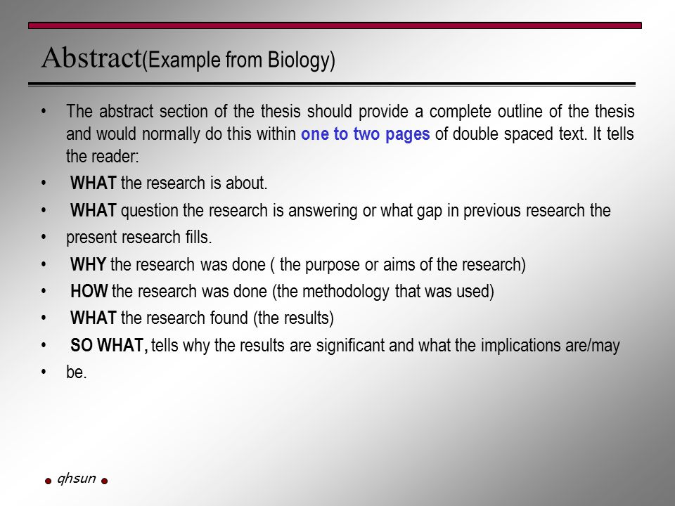 thesis abstract sample research