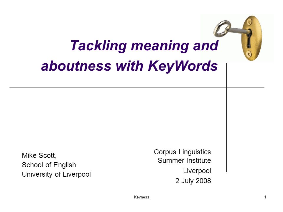 keyness1 tackling meaning and aboutness