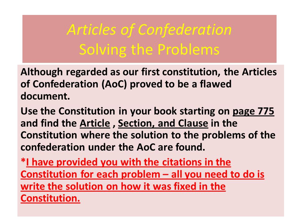 what were some problems with the articles of confederation