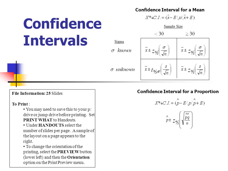 Confidence interval for mu