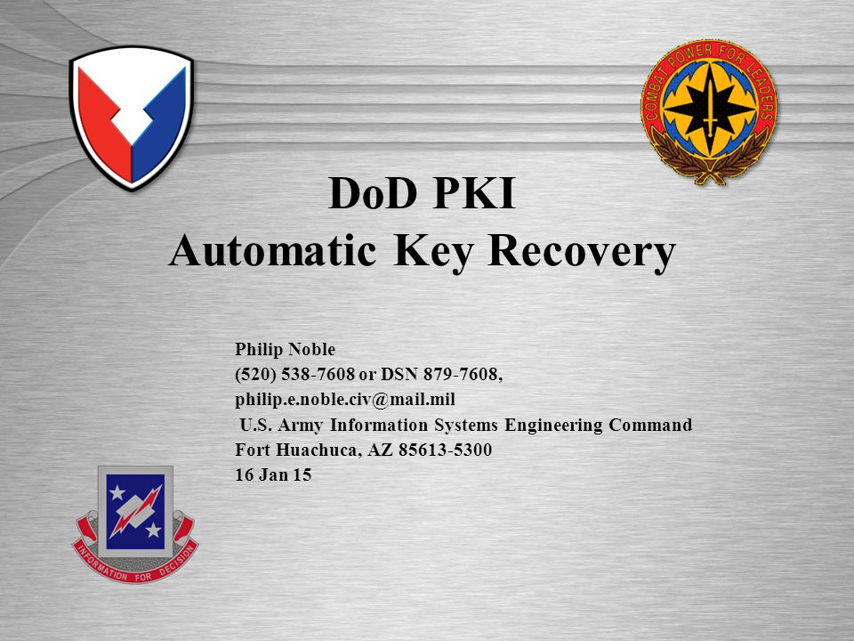 DoD PKI Automatic Key Recovery - ppt video online download