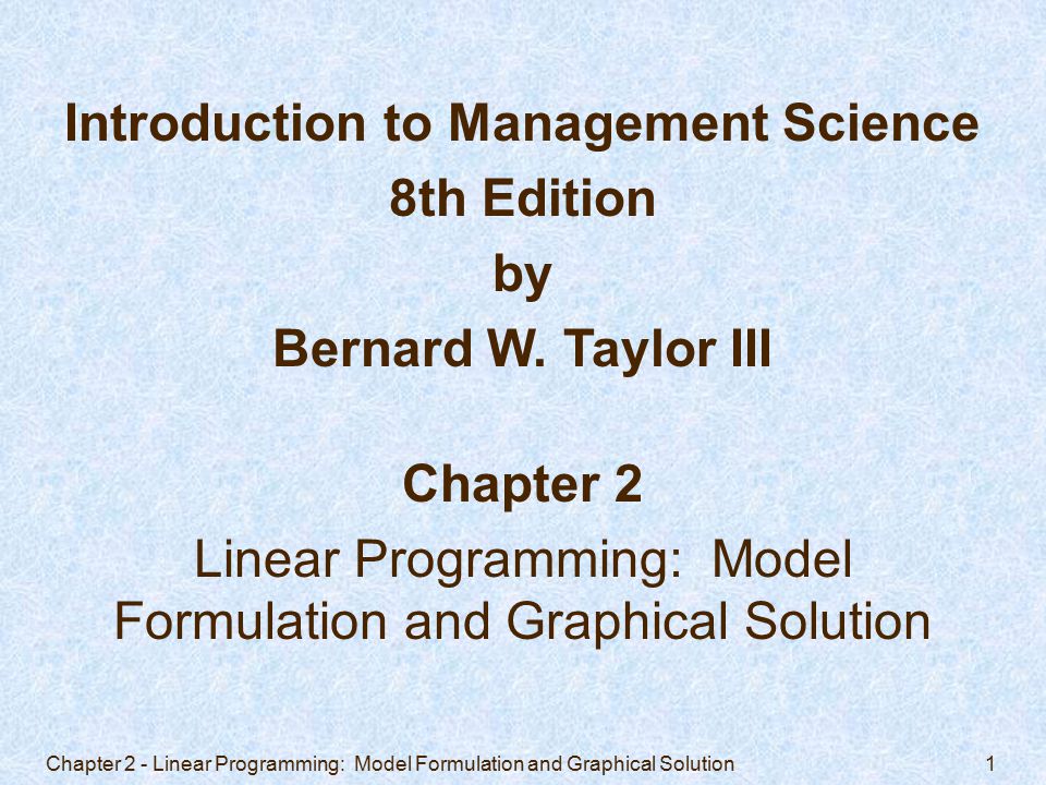 Introduction to Management Science