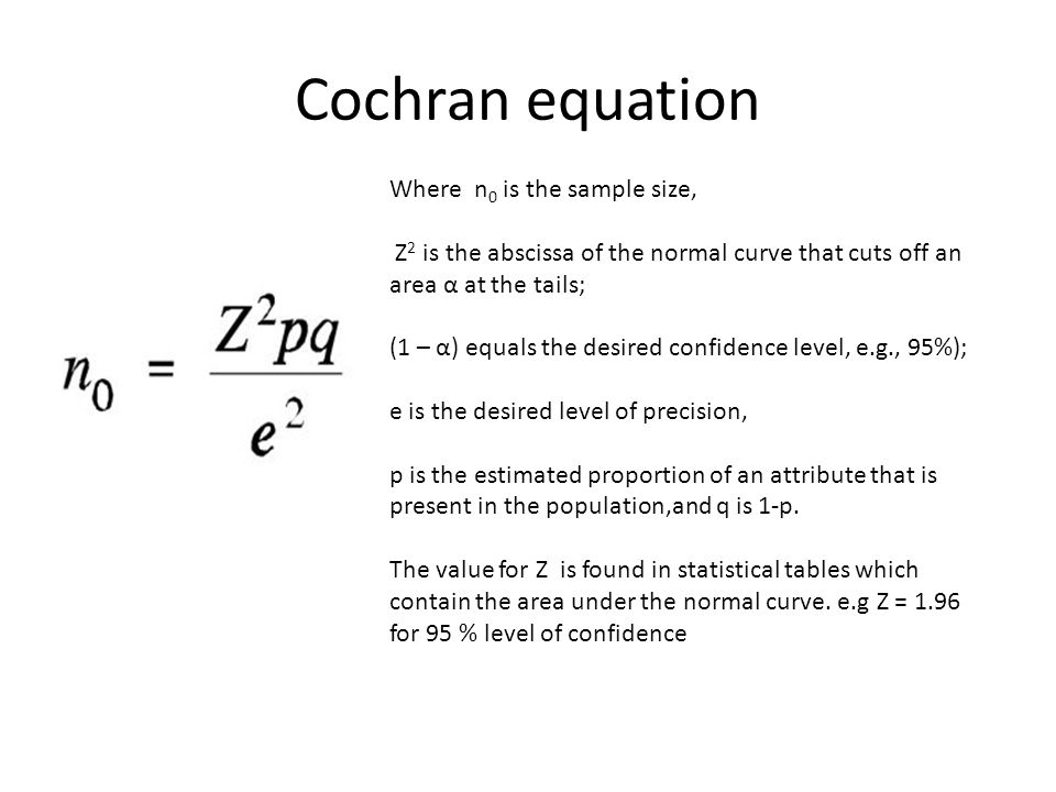 Image result for cochran's 1977 sample size formula