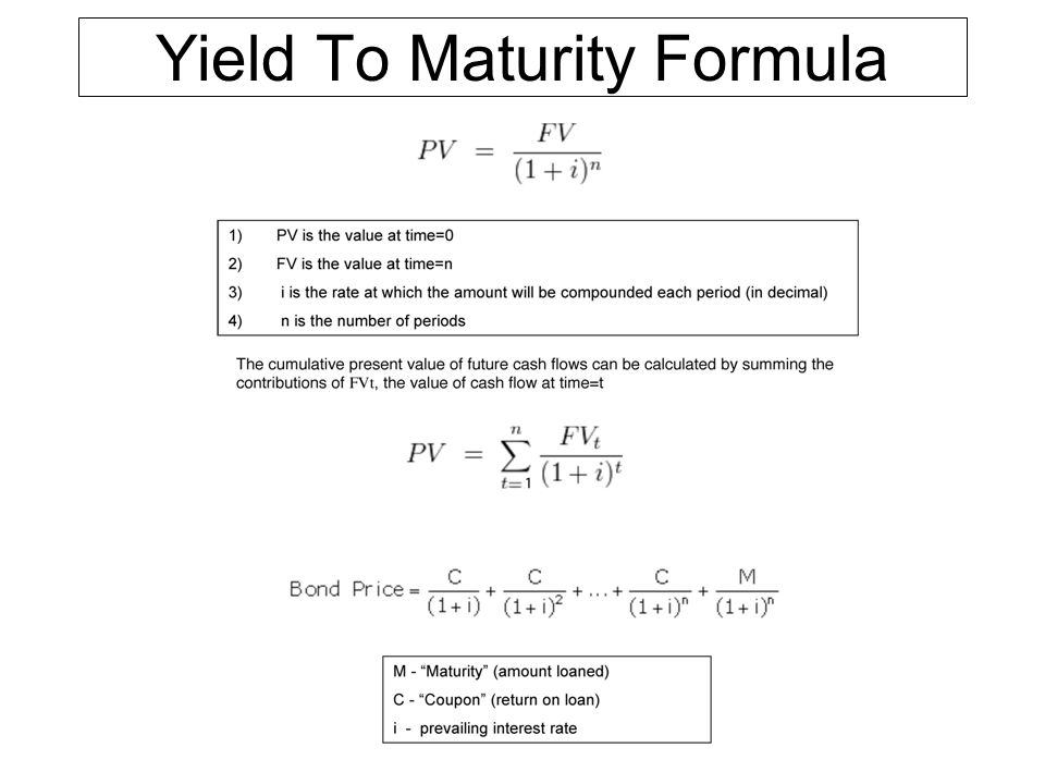 Yield To Maturity Formula - ppt video online download