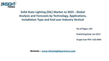 Solid State Lighting (SSL) Market to Global Analysis and Forecasts by Technology, Applications, Installation Type and End-user Industry Vertical.