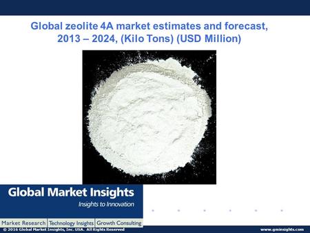 © 2016 Global Market Insights, Inc. USA. All Rights Reserved  Global zeolite 4A market estimates and forecast, 2013 – 2024, (Kilo Tons)