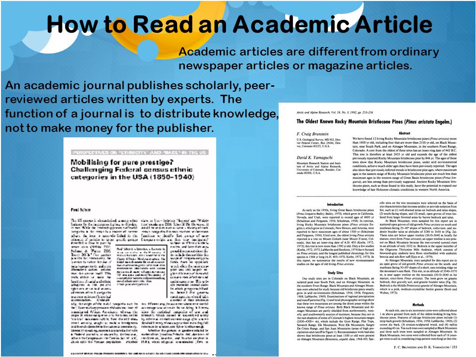 How to Read an Academic Article Academic articles are different ...