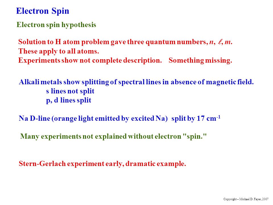 Electron Spin Electron spin hypothesis - ppt video online download