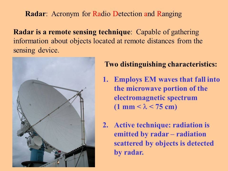 Radar: Acronym for Radio Detection and Ranging - ppt video online download