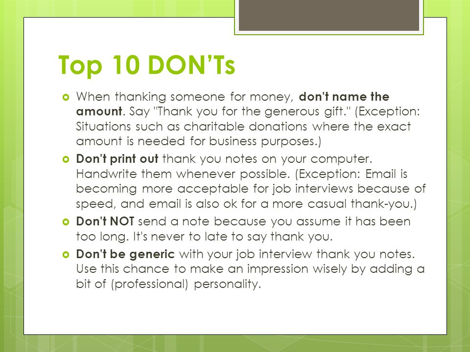 Thank You Notes Reasons to write a thank you note… To show Thank You Notes Reasons to write a thank you note… To show