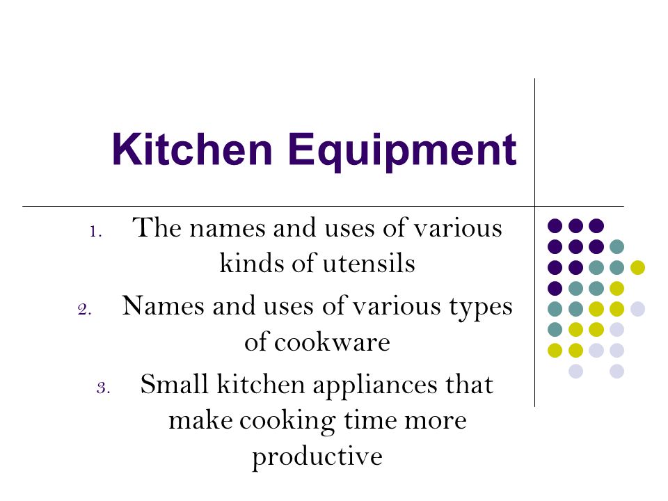 Correct Names For Kitchen Appliances