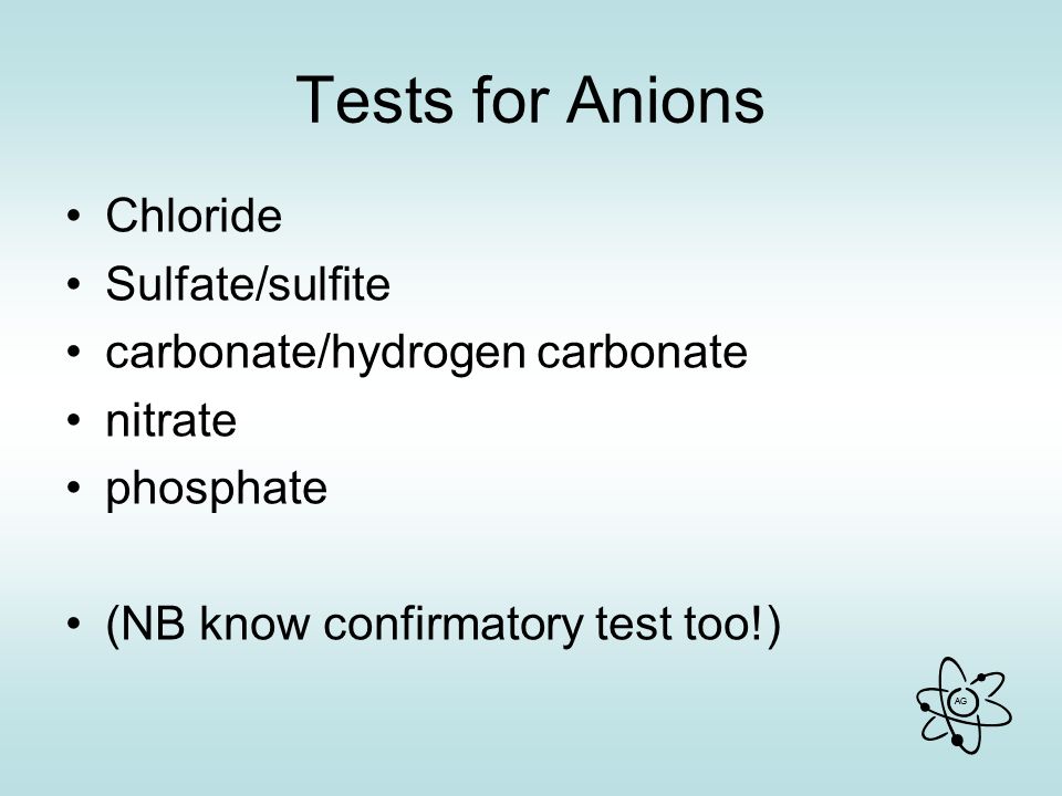 confirmatory test for anions