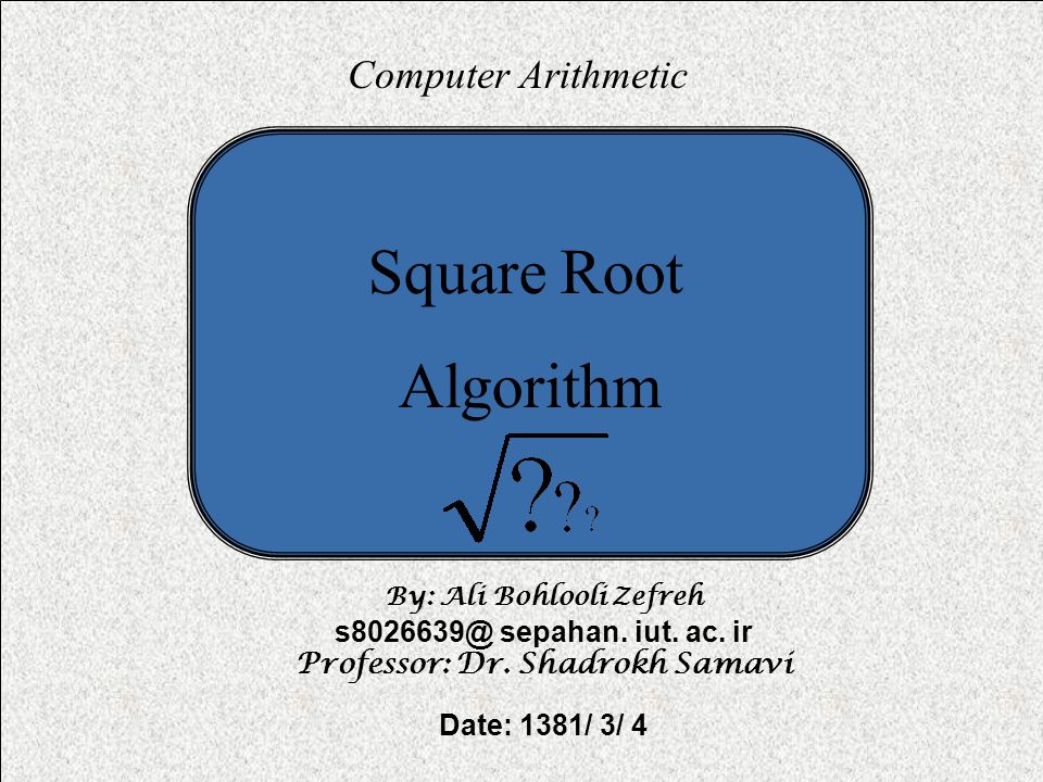 maskulinitet Relativitetsteori Autonomi Computer Arithmetic 1 Of 23 Computer Arithmetic By: Ali Bohlooli Zefreh  sepahan. iut. ac. ir Professor: Dr. Shadrokh Samavi Date: 1381/ 3/ ppt  download