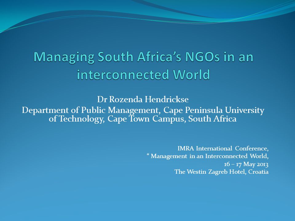 Managing South Africa's NGOs in an interconnected World - ppt video online  download