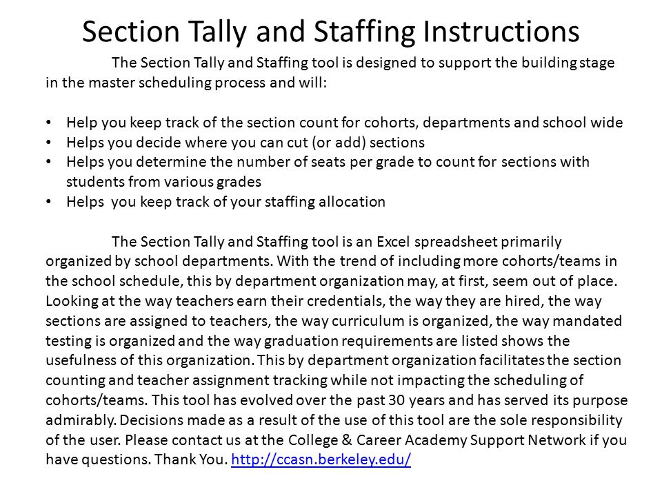 section tally section tally