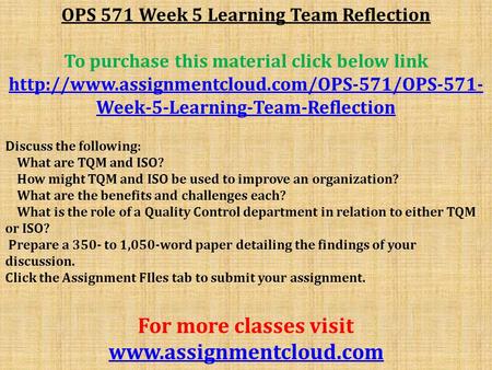 OPS 571 Week 5 Learning Team Reflection To purchase this material click below link  Week-5-Learning-Team-Reflection.