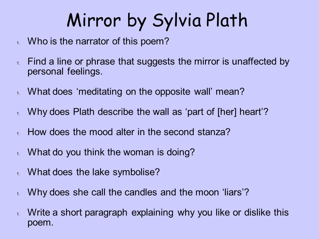 poetic devices of mirror by sylvia plath