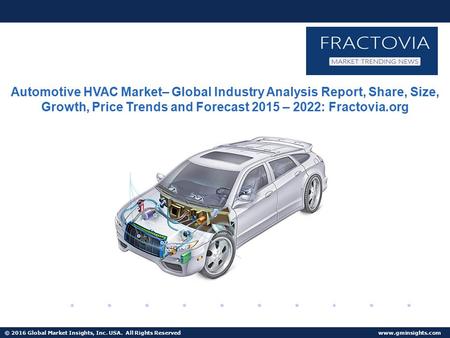 © 2016 Global Market Insights, Inc. USA. All Rights Reserved  Fuel Cell Market size worth $25.5bn by 2024 Automotive HVAC Market– Global.